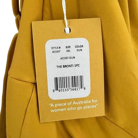 Andie Swim Womens The Bronti One Piece Swimsuit Golden Yellow Plus Size 2XL - Picture 8 of 11